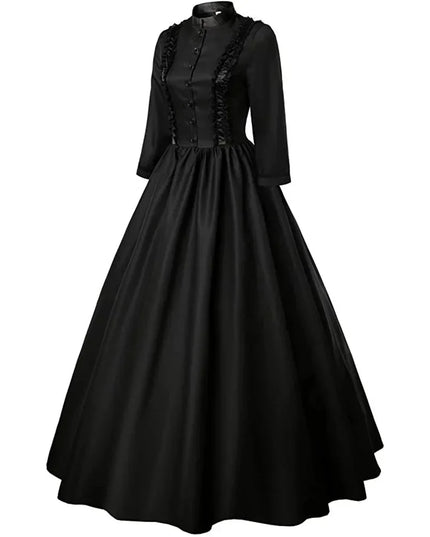 Medieval Victorian Retro Princess Cosplay Costume For Women Halloween Court Royal Gothic Elegant Vampire Bride Swing Dress