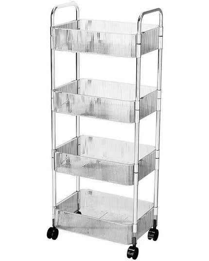 Bathroom Mobile Storage Rack for Snacks, Toys, and Multi-layer Cosmetics Storage, Transparent Small Cart