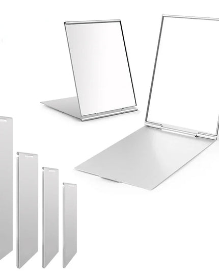 Aluminum Folding Mirror Pocket Mini Portable Makeup Mirrors Travel Hand Small Mirror Vanity Foldable Compact Cosmetics Tools