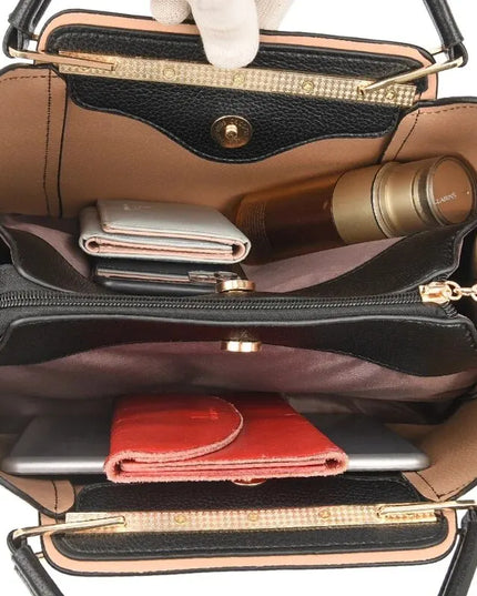 Fashion Women Soft PU Leather Handle Handbag Designer Shoulder Crossbody Bag Ladies Large Capacity Shopping Messenger Tote Bag