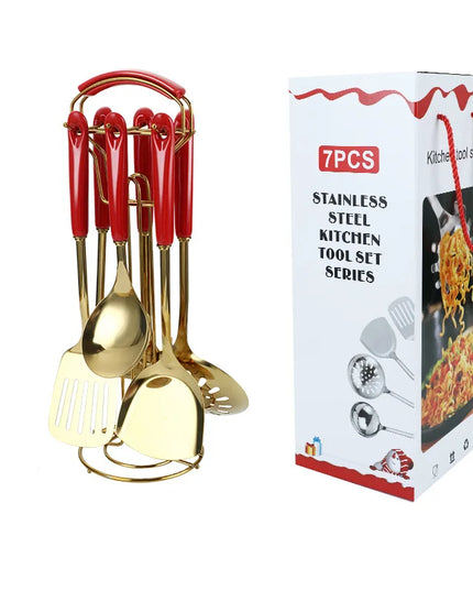 7pcs stainless steel spatula soup spoon kitchenware set cooking spatula kitchen supplies ceramic handle Nordic kitchen tools