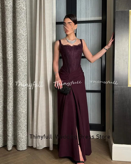 Thinyfull Arabic Mermaid Satin Prom Dress Sleeveless Evening Dresses 2025 Long Formal Event Gown Robe De Soirée Customized