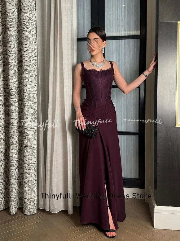 Thinyfull Arabic Mermaid Satin Prom Dress Sleeveless Evening Dresses 2025 Long Formal Event Gown Robe De Soirée Customized