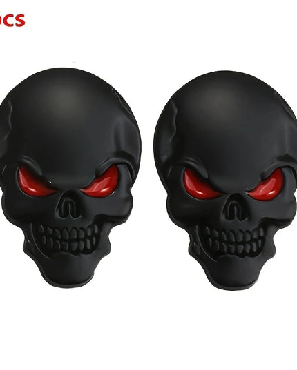 2pcs Skull Pirate Skeleton Buccaneer Head Skull 3D Metal Car Body Sticker Auto Rear Emblem Badge Decal