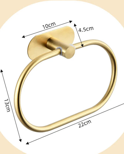 Stainless Steel Towel Holder Self-adhesive Bathroom Towels Rack Black Washhand Hanger Ring Rail Bar Kitchen Storage Accessories