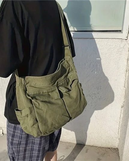 Women's School Messenger Bags For Women Shoulder Ladies Designer Handbag Solid Large Capacity Casual Canvas Shoulder Female Bags