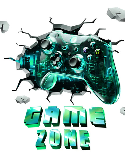 Larger Game Poster 3D Wall Hole Art Cool Gamer Zone Gamepad Vinyl Mural Stickers Home Decoration for Kids Bedroom Gaming Rooms