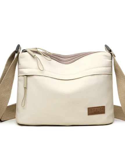 3 Main Pockets High Capacity Shoulder Crossbody Bag for Women Multi-pocket Purse Canvas Handbag Suitable for Mothers Shopping