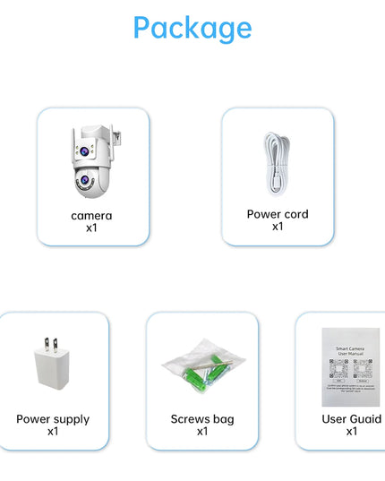 Jooan 5K 8MP Dual Lens Dual Screen IP Camera Wifi PTZ Camera Outdoor AI Auto Tracking CCTV HD Audio Video Surveillance