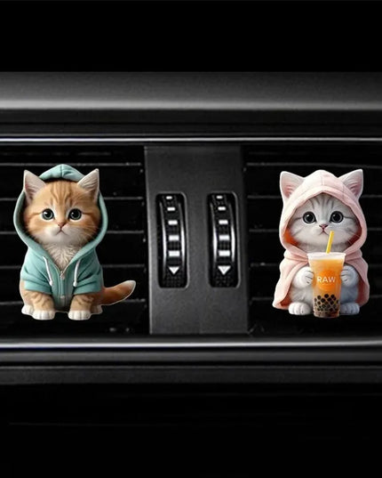 2pcs Cute Cat Acrylic Car Air Freshener - Long Lasting Scent Vent Clip Aromatherapy Decoration - Freshen Your Journey