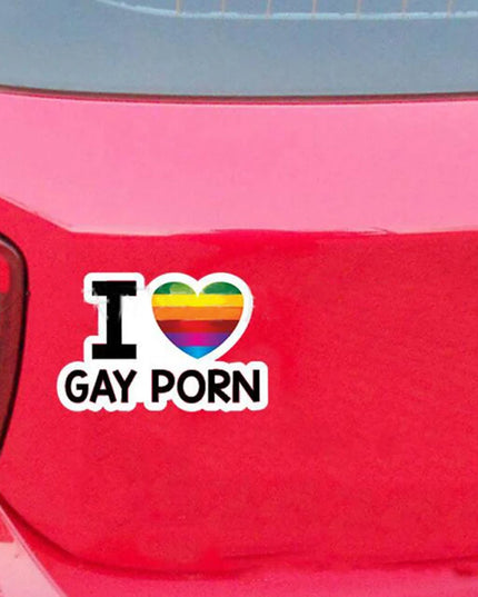 1Pc I LOVE GAY PORN Car Stickers Reflective Personality Car Stickers Gay Funny Stickers