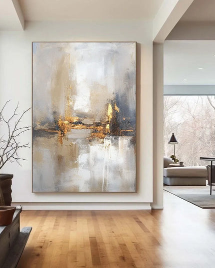 Beige White Painting Wabi-Sabi Texture Wall Art Neutral White Abstract Handmade Painting on Canvas Wall Decor For Living Room