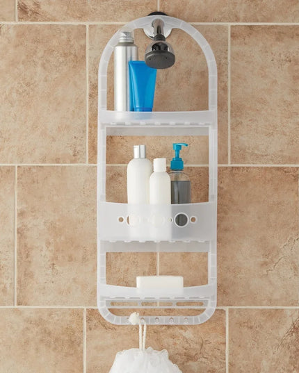Heavy Duty Over Shower Caddy with 2 Shelves Deep Basket No Tools Needed Easy Installation Rust Resistant Bathroom Storage