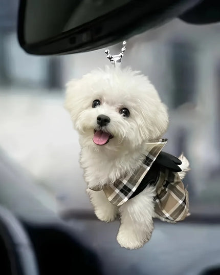 2D flat acrylic cute puppy holiday gift pendant cross-border car interior rearview mirror decoration pendant backpack pendant
