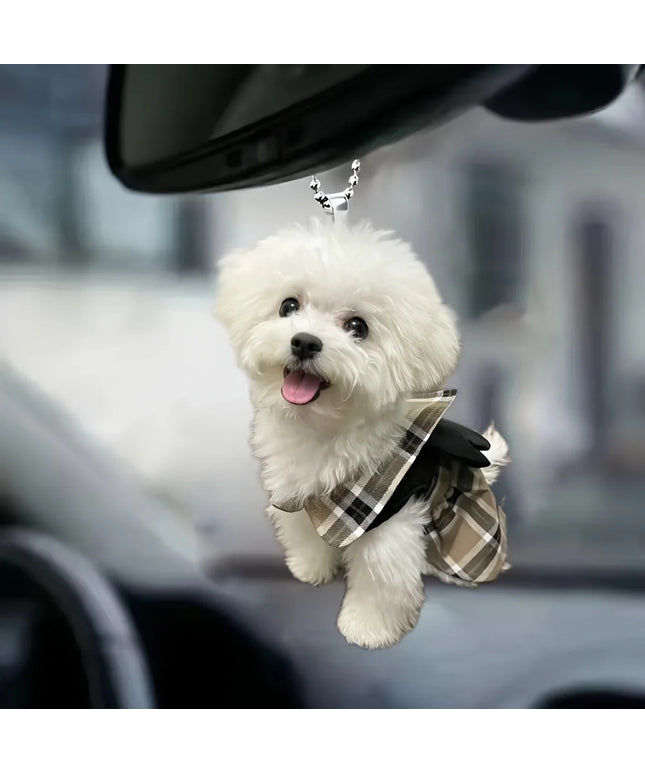 2D flat acrylic cute puppy holiday gift pendant cross-border car interior rearview mirror decoration pendant backpack pendant