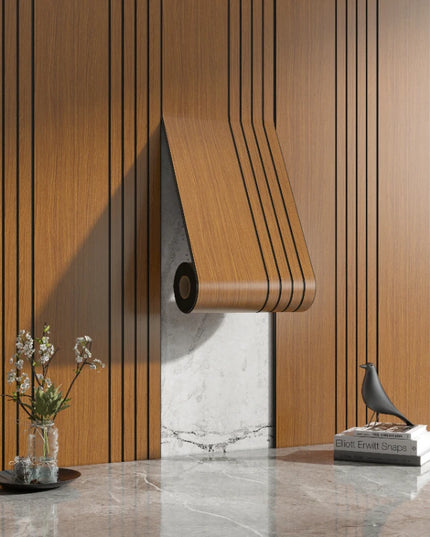 Thickened Roll 3D Stereo Grille Wood Veneer Wall Panel Self-Adhesive Wallpaper Decoration Living Room Background Wall Wall Sticker DIY Cutting
