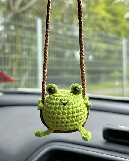 1 PC New Handmade Knitted Charms Cute Frog, Penguin,Duck,Chick Animal Car Charms Car Decoration Cute Car Accessories