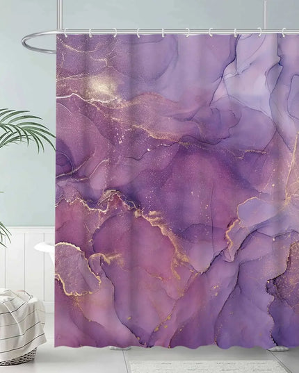 Grey Gold Marble Ink Texture Shower Curtain Set Abstract Modern Shower Curtain for Bathroom Decor Waterproof Washable Fabric