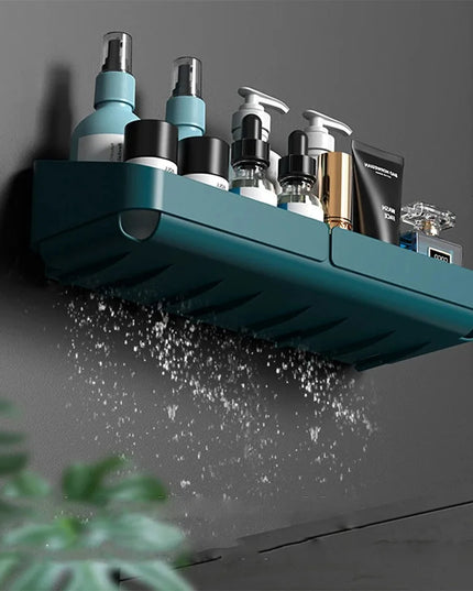 Bathroom  Kitchen Convenience Rack Shelf Makeup Storage Organizer Cosmetics Shampoo Rack Shower Shelf Wall Spice No Drilling