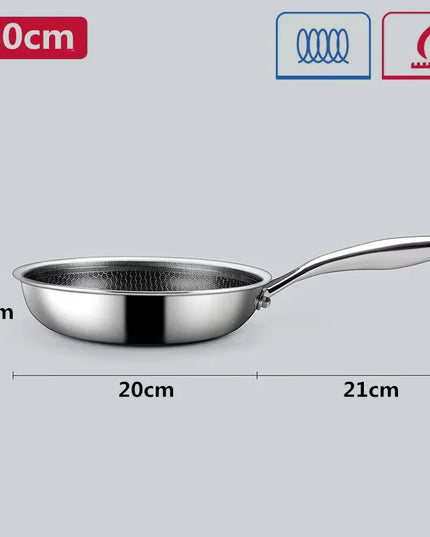 Stainless Steel Frying Pan Non Stick Frying Pan Honeycomb Skillet Kitchen Egg Steak Frying Pan Compatible with All Cooktops
