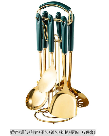 7pcs stainless steel spatula soup spoon kitchenware set cooking spatula kitchen supplies ceramic handle Nordic kitchen tools