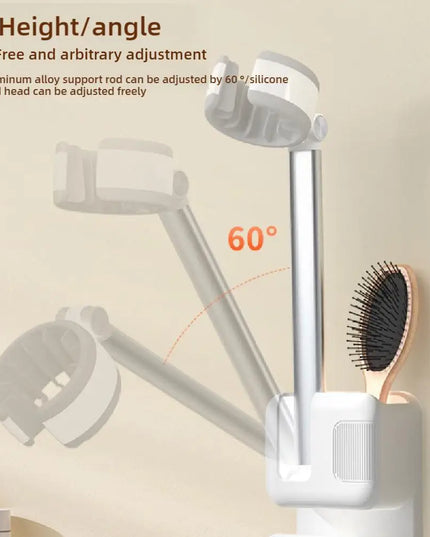 Angle Adjustable Hair Dryer Holder Non-Drilling Wall-Mounted Hair Dryer Stand For Bathroom Free-hand Lazy Storage Rack Shelf