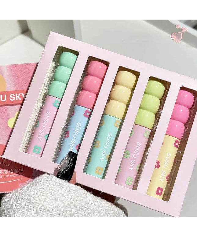 1/5Pcs Candied Fruit Lip Mud Milk Mist Velvet Matte Lip Gloss Long Lasting Not Easy To Stick Cup LipGlaze Almond Brown Pink