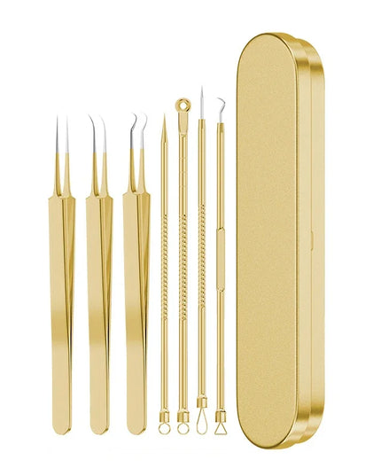 9/7/5PCS Acne Blackhead Removal Needles Kits Gold Color Stainless Steel Black Spot Blemish Pimple Cleansing Tool Face Skin Care