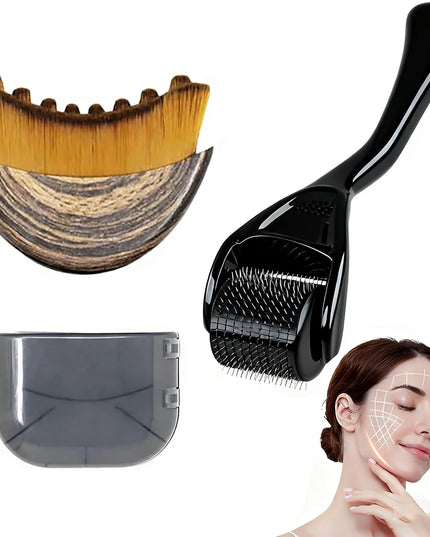 2Pcs Set Multi-function Lymphatic Contour Face Brush & DRS 540 Derma Roller Skin Nursing Roller Wrinkle Exfoliating Repair Tools