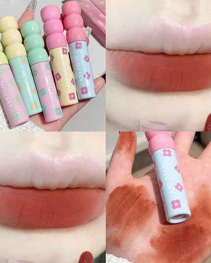1/5Pcs Candied Fruit Lip Mud Milk Mist Velvet Matte Lip Gloss Long Lasting Not Easy To Stick Cup LipGlaze Almond Brown Pink