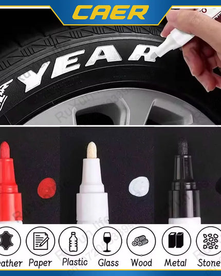 1Pc Car Oily Painting Pen Waterproof Permanent Graffiti Touch Up Tyre Marker Auto Rubber Tire Tread Mark Pen for Bike Cars Metal