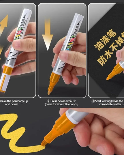 Car paint scratches repair brush pen waterproof water paint marker pen car tire tread care automotive  black white red silver