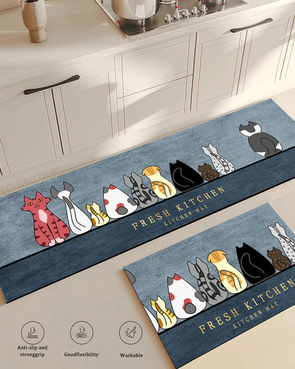 Cat Long Non-slip Kitchen Rugs Bedroom Decorative Rug, Kitchen Mat for LivingRoom, Laundry Room, Entry Door, Home Floor Carpet