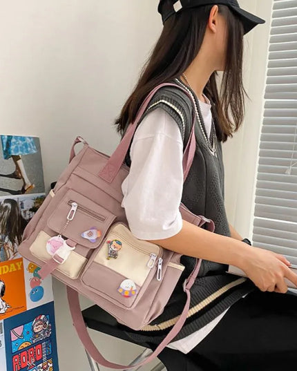 Waterproof Canvas Women Handbags Shoulder Bag Nylon Ladies Messenger Bag Oxford Crossbody Bags Tote Book Bags for Girls Satchels
