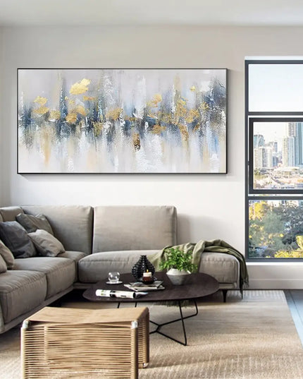 Gold Foil Teal Green 3D Texture Abstract Painting On Canvas Livingroom Bedroom Large Luxury Gold Wall Art New Home Art Decor