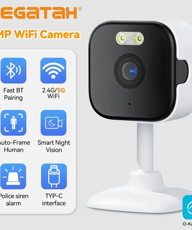 5MP HD Indoor Security Camera 2.4G/5G WiFi IP Surveillance Cam with Color Night Vision Human Detection 2-Way Audio O-KAM Pro APP