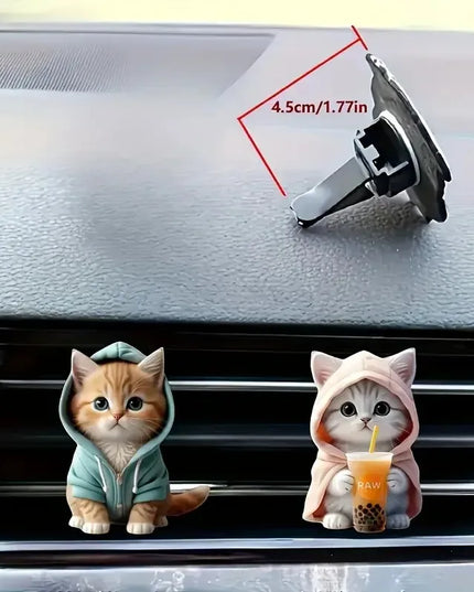 2pcs Cute Cat Acrylic Car Air Freshener - Long Lasting Scent Vent Clip Aromatherapy Decoration - Freshen Your Journey