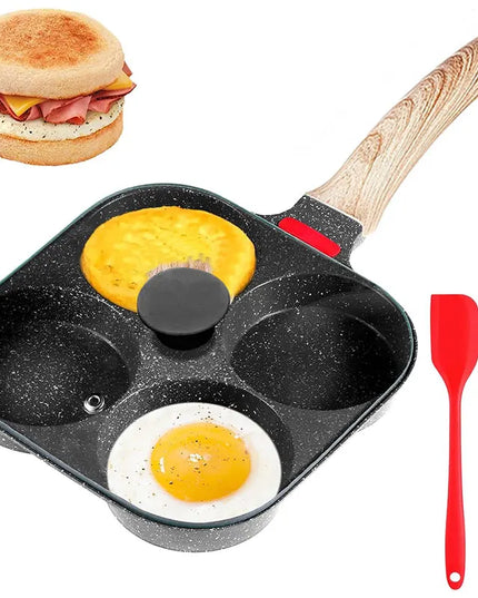 Deepened Egg Frying Pan with Lid 4-Cup Nonstick Granite Omelette Pan Skillet Pancake Pan Healthy Breakfast Egg Cooker Pan