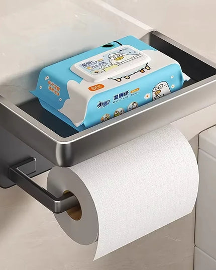 Aluminum Alloy Toilet Paper Holder Wall Mount WC Storage Organizer Roll Paper Phone Shelf Holder Bathroom Accessories