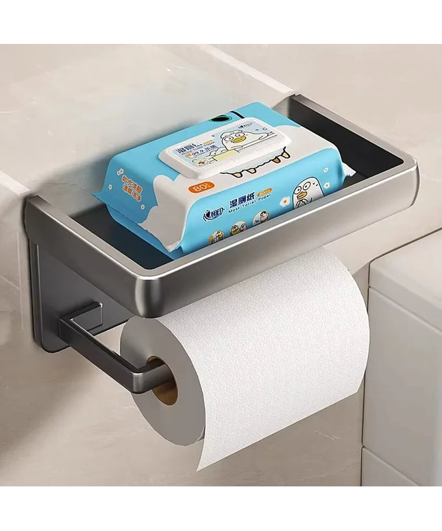 Aluminum Alloy Toilet Paper Holder Wall Mount WC Storage Organizer Roll Paper Phone Shelf Holder Bathroom Accessories