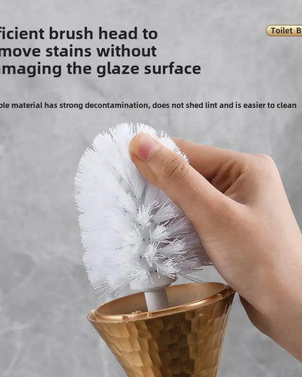 Luxury Gold Toilet Brush Set Replaceable Nylon Soft Bristle Brush Long Handle For WC Bathroom Accessories Cleaning Tools