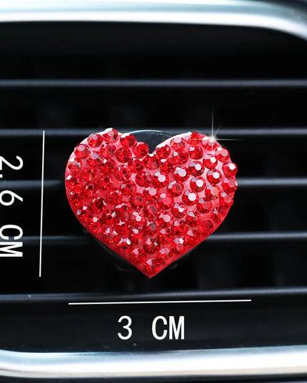 Heart-shaped Car Air Outlet Perfume Clip Rhinestone Car Air Conditioning Air Outlet Perfume Decoration Clip Car Auto Accessories