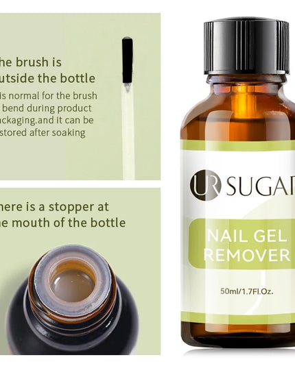 UR SUGAR 50ML 50ml Nail Gel Remover 3-5 Mins Fast Remover Magic Nail Gel Polish Soak Off UV LED Nail Art Base Gel Top Coat Manic