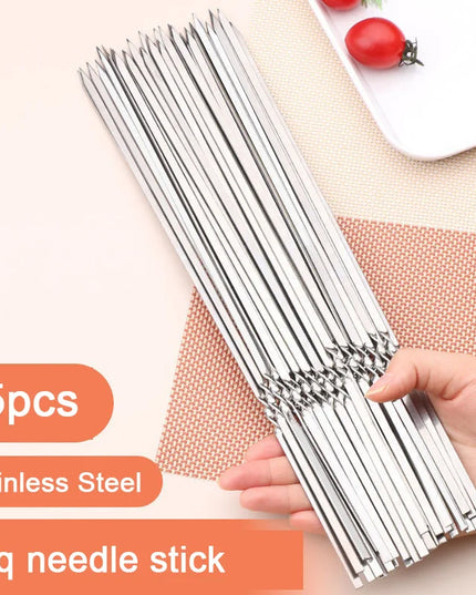 10/15Pcs Stainless Steel Barbecue Skewer Reusable BBQ Kebab Skewers  for Outdoor Camping Picnic Tools Cooking Tools