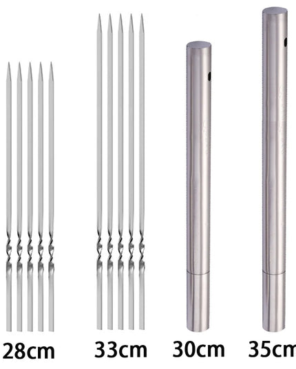 50Pcs Stainless Steel Barbecue Skewer Portable Reusable BBQ Skewers with Tube Kebab Iron Stick for Outdoor Camping Picnic Tools