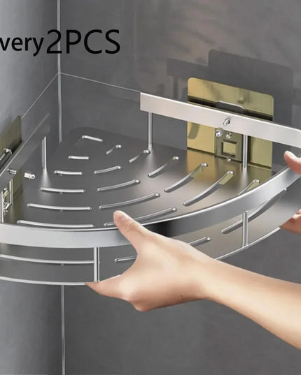 Bathroom Shelf Aluminum Alloy Shampoo Rack Makeup Storage Organizer Shower Shelf Bathroom Accessories No Drill Wall Corner Shelf