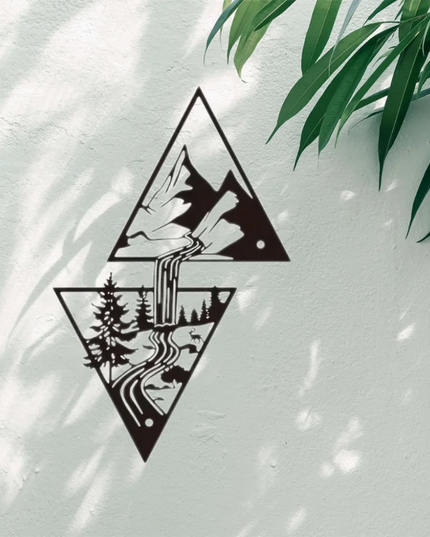 Mountain Wall Art, Mountain Waterfall Metal Wall Art Home Decor, Metal Wall Art, Home Decor Modern Art Wall Ornaments Artwork