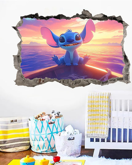 Cartoon Lilo & Stitch Wall Stickers For Kid's Room Kindergarten Living Room Wall Decoration Movie Anime Poster Stickers