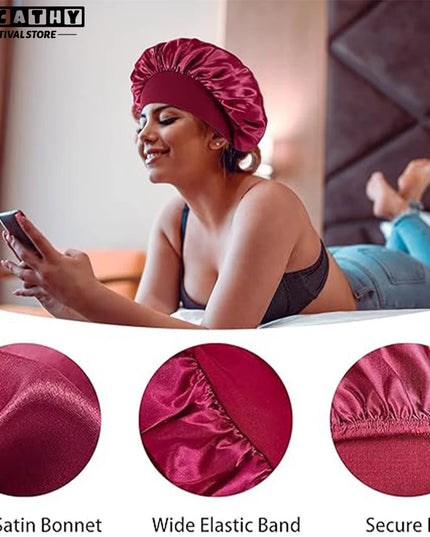 Hair Bonnet For Sleeping Women Wide Brim Sleep Cap Hair Bonnet For Curly Hair Showercap Children Men