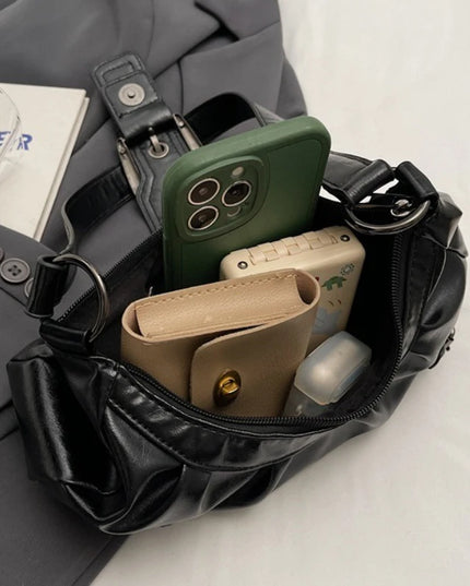 Y2K Retro Pleated Hobo Shoulder Bag for Women Hot Selling Maillard Style Underarm Bag Clutch Handbags for Travel Work Shopping